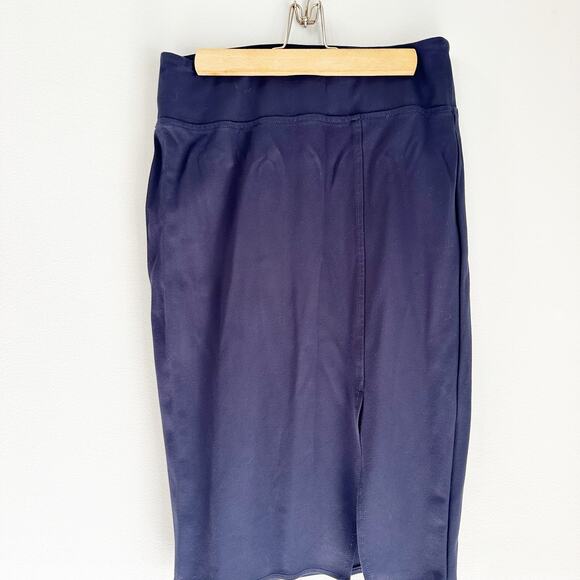 Worthington Ultra Stretch Ponte Pencil Skirt Size Medium Navy Blue - Picture 2 of 8